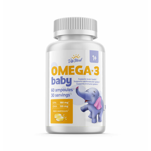 Омега 3 для детей с года VitaMeal Omega-3 Babу детская в ампулах-рыбках, 60 ампул фото, описание