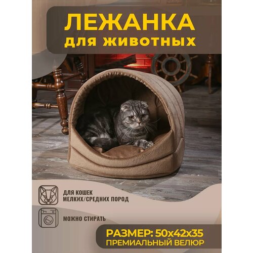 Домик Лежанка для Кошки, Кота, Лежак Кошек, Собак с Подушкой фото, описание