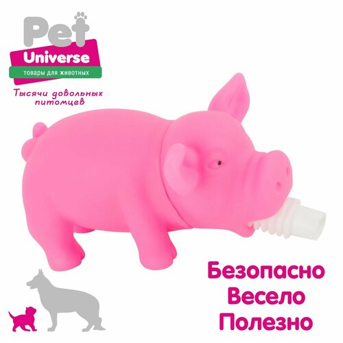 Игрушка для собак Pet Universe хрюкающий поросёнок со звуком, 15х6х7 см, винил, розовый PU3027PK фото, описание