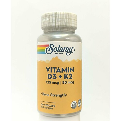 Капсулы Solaray Vitamin D3 + K2, 120 шт. фото, описание