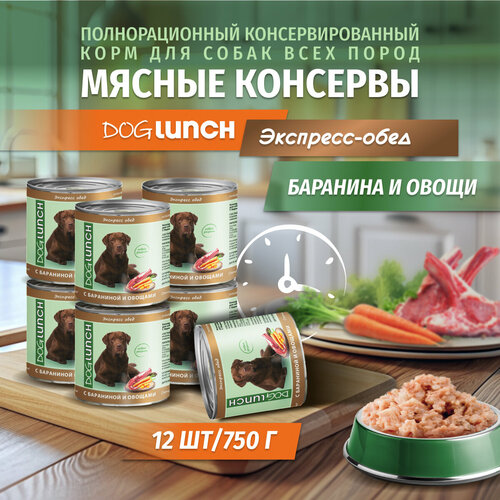 Корм влажный DOG LUNCH Экспресс обед баранина и овощи для собак (12шт x 750г) фото, описание