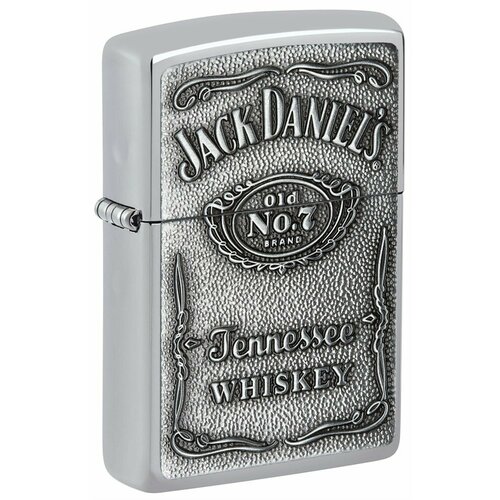 Зажигалка ZIPPO Jack Daniels® с покрытием High Polish Chrome, латунь/сталь, серебристая, 38x13x57 мм фото, описание