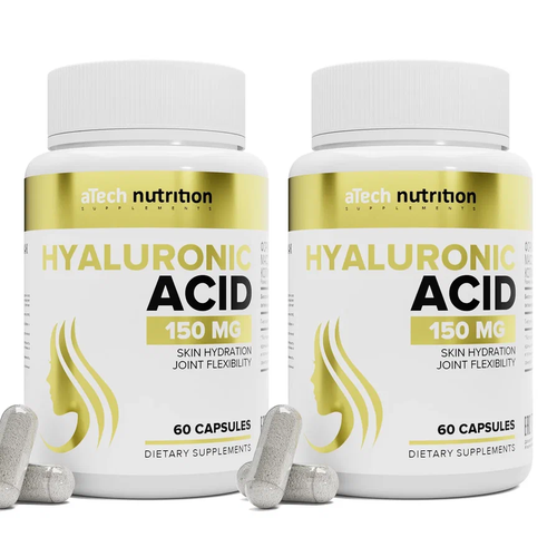 Набор 2 упаковки HYALURONIC ACID (Гиалуроновая кислота) aTech nutrition 60 + 60 капсул фото, описание