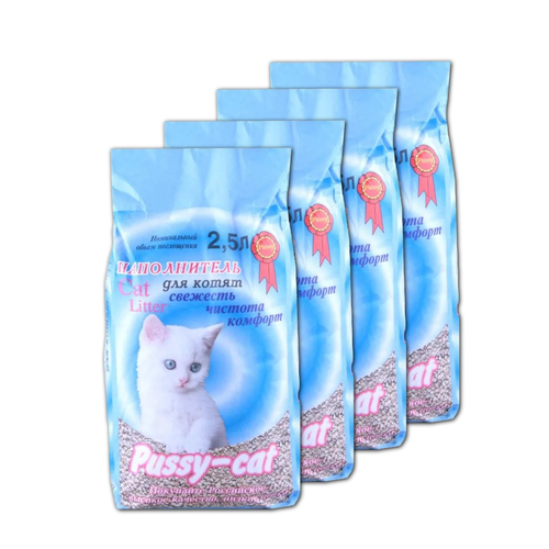 Наполнитель PUSSY-CAT Cat Litter Oceanic впитывающий цеолитовый для котят (2,5 л/1,5 кг) 4 шт фото, описание