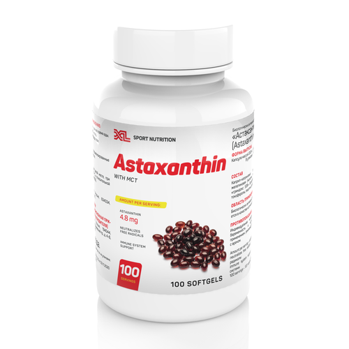 Астаксантин 240% XL Astaxanthin with MCT, 100 капсул, комплекс для иммунитета фото, описание