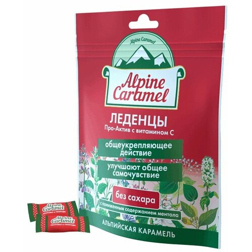 Alpine Caramel леденцы про-актив с витамином С без сахара 75 г фото, описание