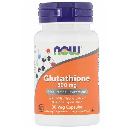 NOW Glutathione, Глутатион 500 мг, 30 капсул фото, описание