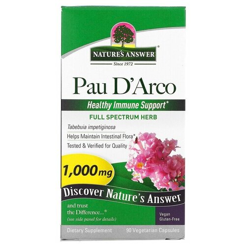 Nature's Answer Pau D'Arco 1000mg 90 вегетарианских капсул фото, описание