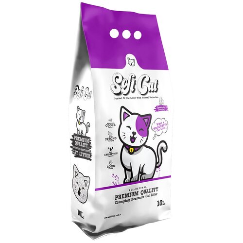 фото ​​​Наполнитель для кошек Soft Cat, комкующийся с ароматом лаванды 10 л, купить онлайн за 1565 рубл.