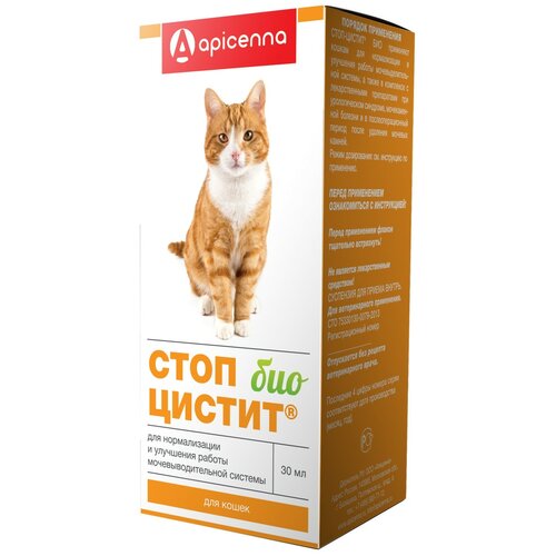 Суспензия Apicenna Стоп-цистит БИО для кошек, 30 мл, 60 г, 1уп. фото, описание