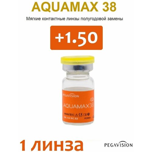 Контактные линзы Pegavision Aquamax 38, 1 шт., R 8,6, D +1,5, прозрачный, 1 уп. фото, описание