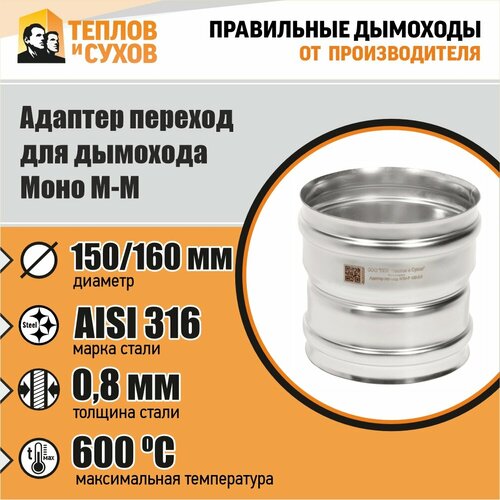 Адаптер переход Моно М-М 316-0.8 D150/160 фото, описание