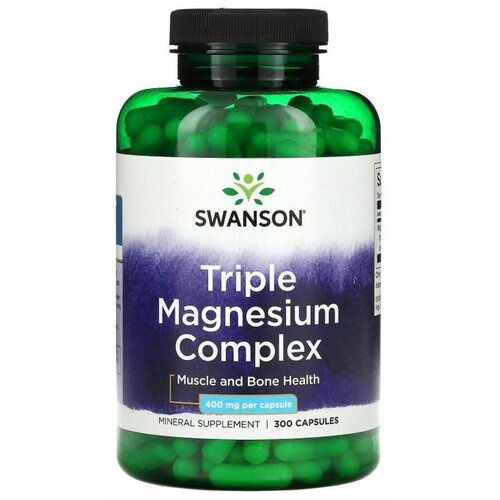 фото Магний 400 мг тройной комплекс Swanson Triple Magnesium Complex 300 капсул, купить онлайн за 3375 рубл.