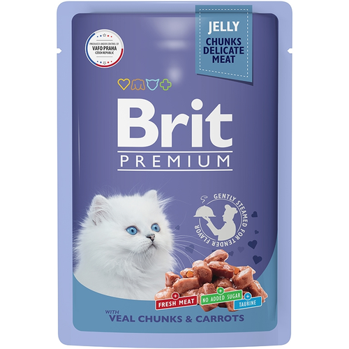 Brit Premium Пауч для котят телятина и морковь в желе 85г фото, описание