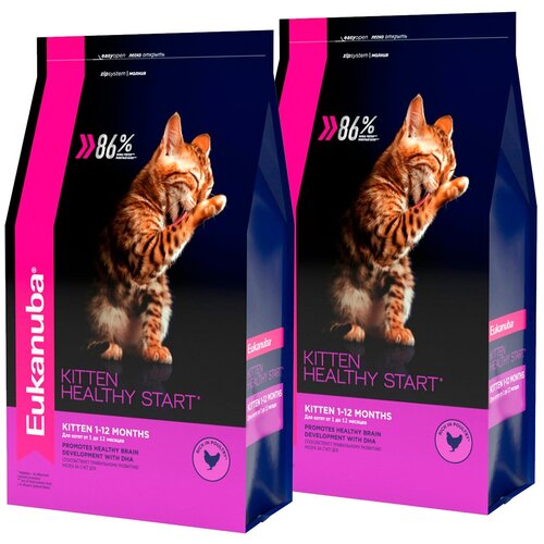 фото EUKANUBA KITTEN HEALTHY START для котят с птицей (5 + 5 кг), купить онлайн за 9762 рубл.