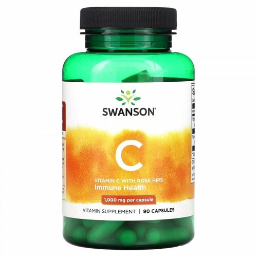 Swanson Vitamin C Rose Hips 1000mg 90 caps/ Витамин С с шиповником фото, описание