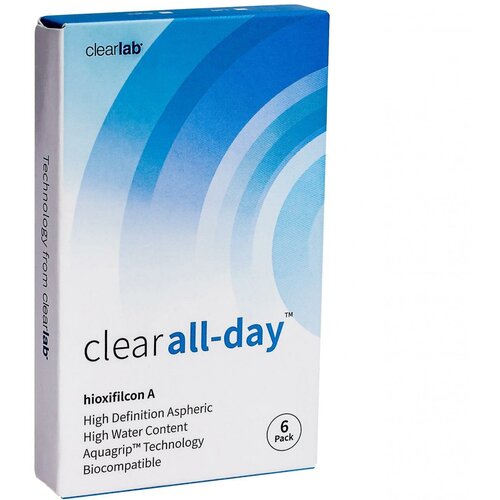 Контактные линзы Clearlab Clear All-day, 6 шт., R 8,6, D +1,5, 1 уп. фото, описание