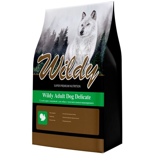 WILDY ADULT DOG DELICATE для взрослых собак всех пород с чувствительным пищеварением с индейкой (15 кг) фото, описание