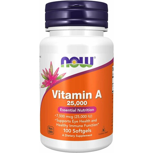 NOW Vitamin A 25000 IU 100 капсул фото, описание