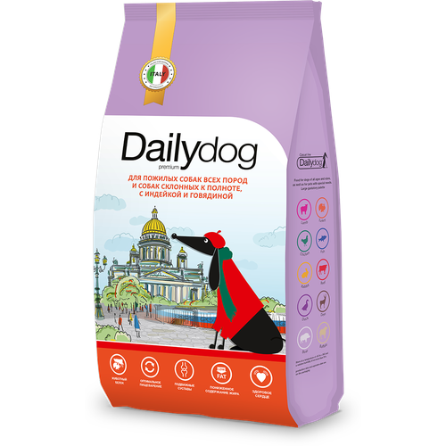 Dailydog Casual Line для пожилых собак всех пород и собак склонных к полноте, с индейкой и говядиной 3кг фото, описание