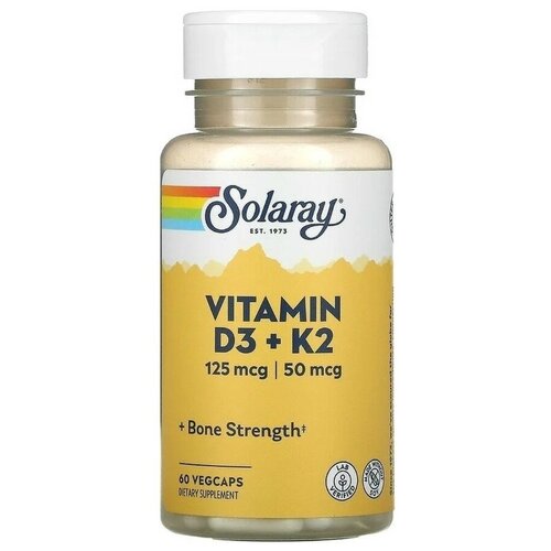 Solaray Vitamin D3 + K2 60 вегетарианских капсул фото, описание