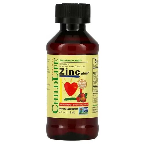 ChildLife Essentials Zinc Plus р-р д/вн. приема фл., 118 мл, 270 г, манго, клубника фото, описание