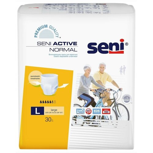 Трусы - подгузники впитывающие для взрослых Seni ACTIVE NORMAL large (обхват 100-135 см), 30 шт. фото, описание