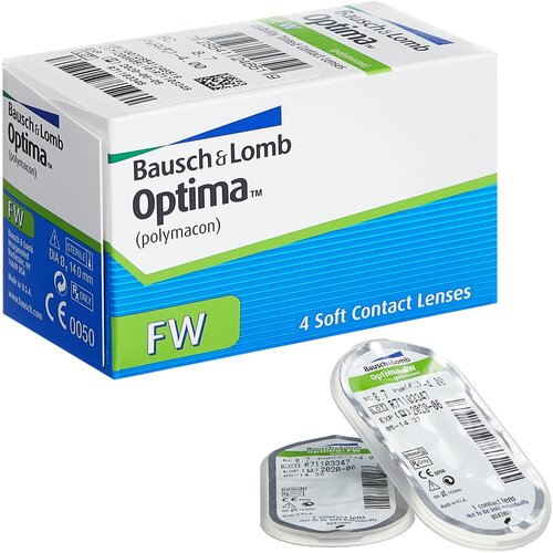 Контактные линзы Bausch & Lomb Optima FW, 4 шт., R 8,7, D -4,25 фото, описание