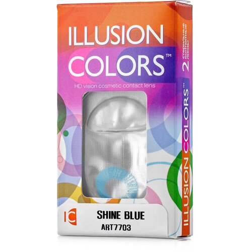 Контактные линзы ILLUSION Colors Shine, 2 шт., R 8,6, D -4,5, blue фото, описание