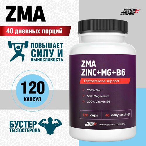 ZMA+ Zn+Mg+B6. Бустер тестостерона, ЗМА, цинк /магний /В6, 40 порций, 120 капсул. по 776 мг фото, описание