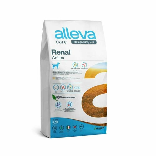 Сухой корм для собак Alleva Care Renal-Antiox 2 кг, при почечной недостаточности и мочекаменной болезни фото, описание