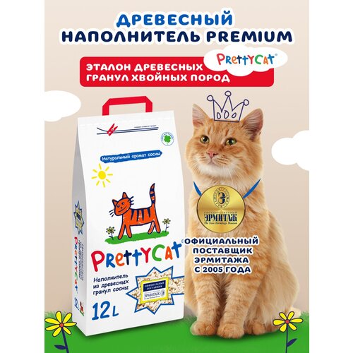 фото Впитывающий наполнитель PrettyCat Wood Granules, 12л, 1 шт., купить онлайн за 550 рубл.