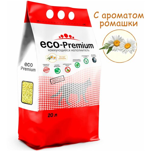 Наполнитель для кошачьего туалета комкующийся древесный ECO Premium Ромашка 7.6кг/20л фото, описание