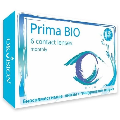 Контактные линзы OKVision PRIMA BIO, 6 шт., R 8,8, D +8 фото, описание