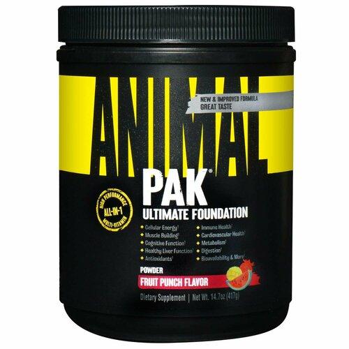 Animal Pak Ultimate Foundation, добавка с мультивитаминами, со вкусом фруктового пунша, 417 г (14,7 унции) фото, описание