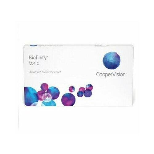 Контактные линзы CooperVision Biofinity Toric., 3 шт., R 8,7, D -2,75, CYL: -0,75, AХ: 130, бесцветный, 1 уп. фото, описание