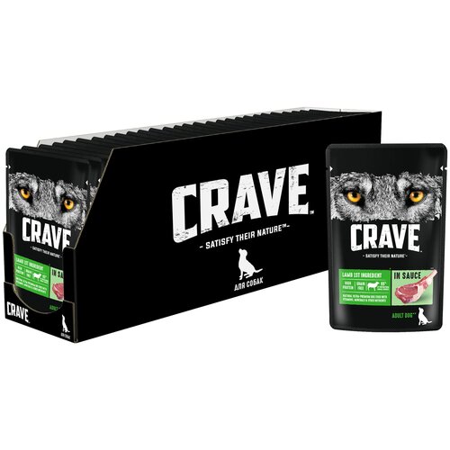 Корм консервированный полнорационный CRAVE для взрослых собак всех пород с ягненком в соусе, 28 шт по 85г. фото, описание