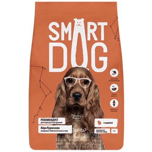 Корм Smart Dog для взрослых собак с индейкой, 3 кг фото, описание