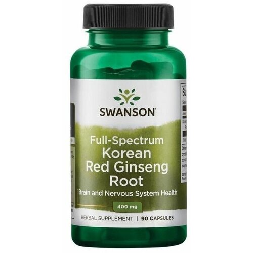 Swanson Full Spectrum Korean Red Ginseng Root (Полный спектр корейского красного корня женьшеня) 400 мг 90 капсул фото, описание