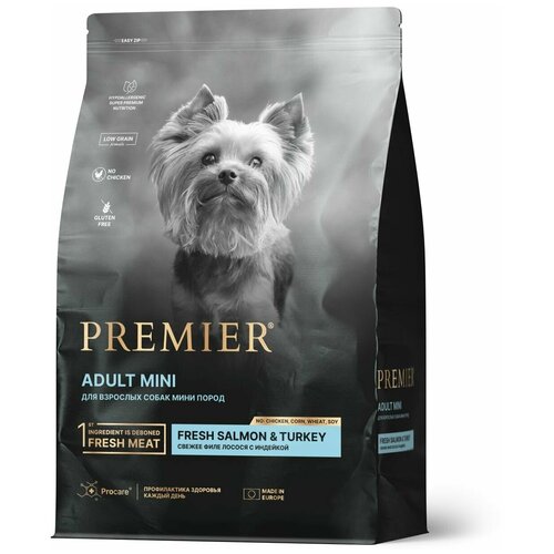 Сухой корм для собак Premier Dog Salmon&Turkey ADULT Mini (Свежее филе лосося с индейкой для собак мелких пород) 1 кг. фото, описание