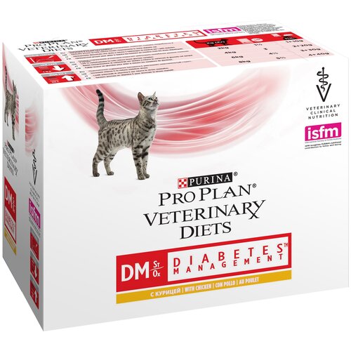 Влажный корм для кошек Pro Plan Veterinary Diets DM при диабете с курицей 85 г х 10 шт. фото, описание