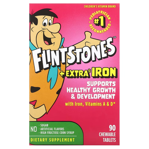 Flintstones, Мультивитамины для детей, с дополнительным содержанием железа, 90 жевательных таблеток фото, описание