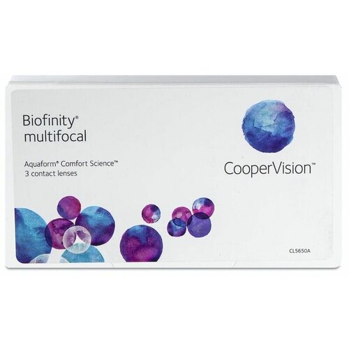 Контактные линзы CooperVision Biofinity Multifocal, 3 шт., R 8,6, D +5, ADD: +2.50 D, прозрачный, 1 уп. фото, описание