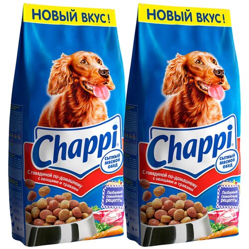 Сухой корм для собак Chappi говядина по-домашнему, с овощами, с травами 1 уп. х 2 шт. х 15000 г фото, описание