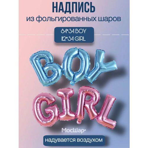 Набор фольгированных воздушных шаров буквы BOY Girl гендерпати, выписка из роддома фото, описание