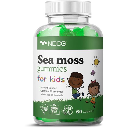 Ирландский мох NDCG витаминно-минеральный комплекс для детей, Sea moss for kids, со вкусом яблока, 60 жевательных конфет фото, описание