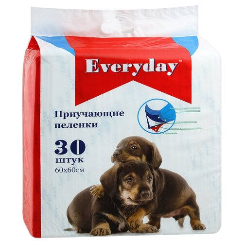 Пеленки для щенков впитывающие Everyday Гелевые 60х60 см 30 шт. 1 шт. 60 см 60 см белый фото, описание