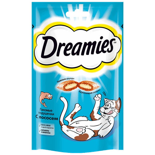 Лакомство для кошек  Dreamies Подушечки, 140 г лосось фото, описание