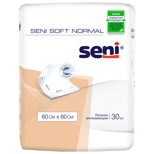 Пеленки впитывающие одноразовые Seni Soft Normal 60 x 60 см, 30 шт. фото, описание