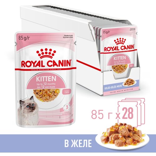 Влажный корм в желе Royal Canin Kitten Jelly (Киттен Желе) для котят до 12 месяцев, 28*0,085 г фото, описание